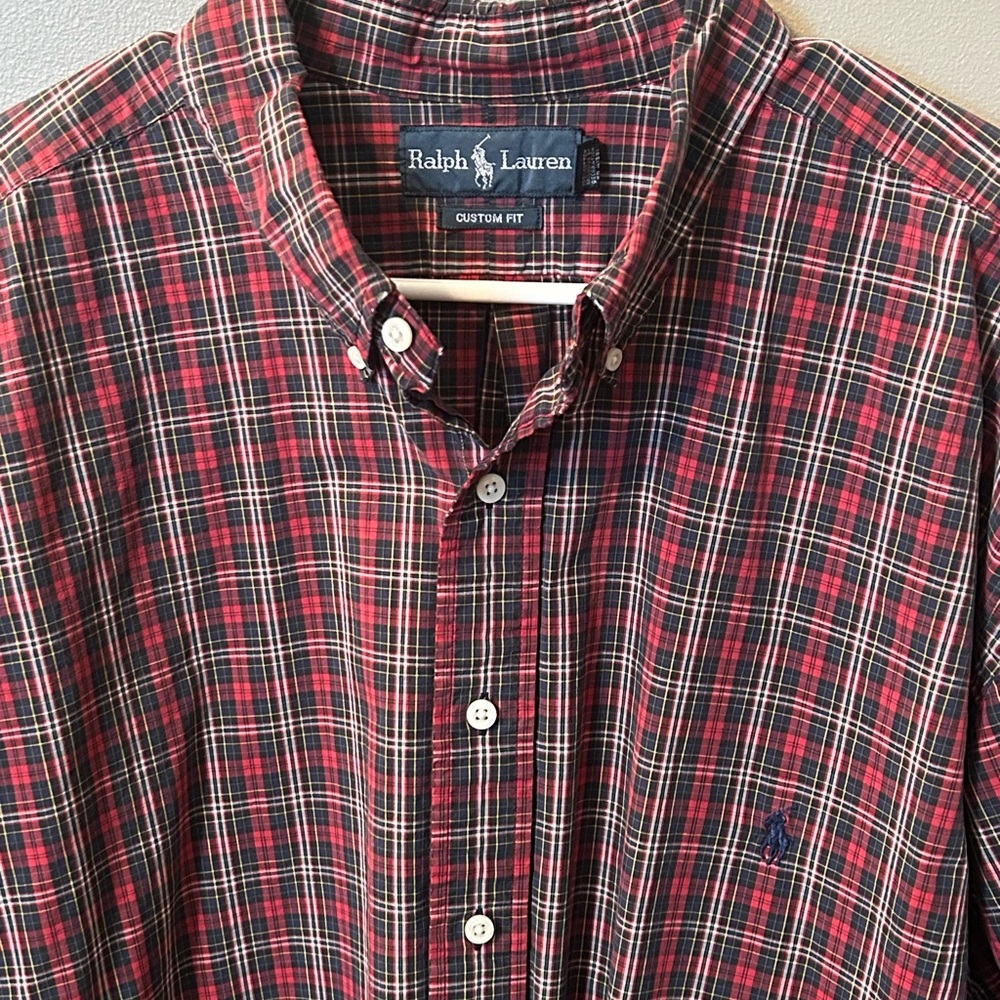 Ralph Lauren Men's Red and Black Plaid Shirt